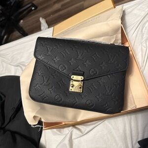 Louis Vuitton Black Monogram Wristlet with Gold Clasp